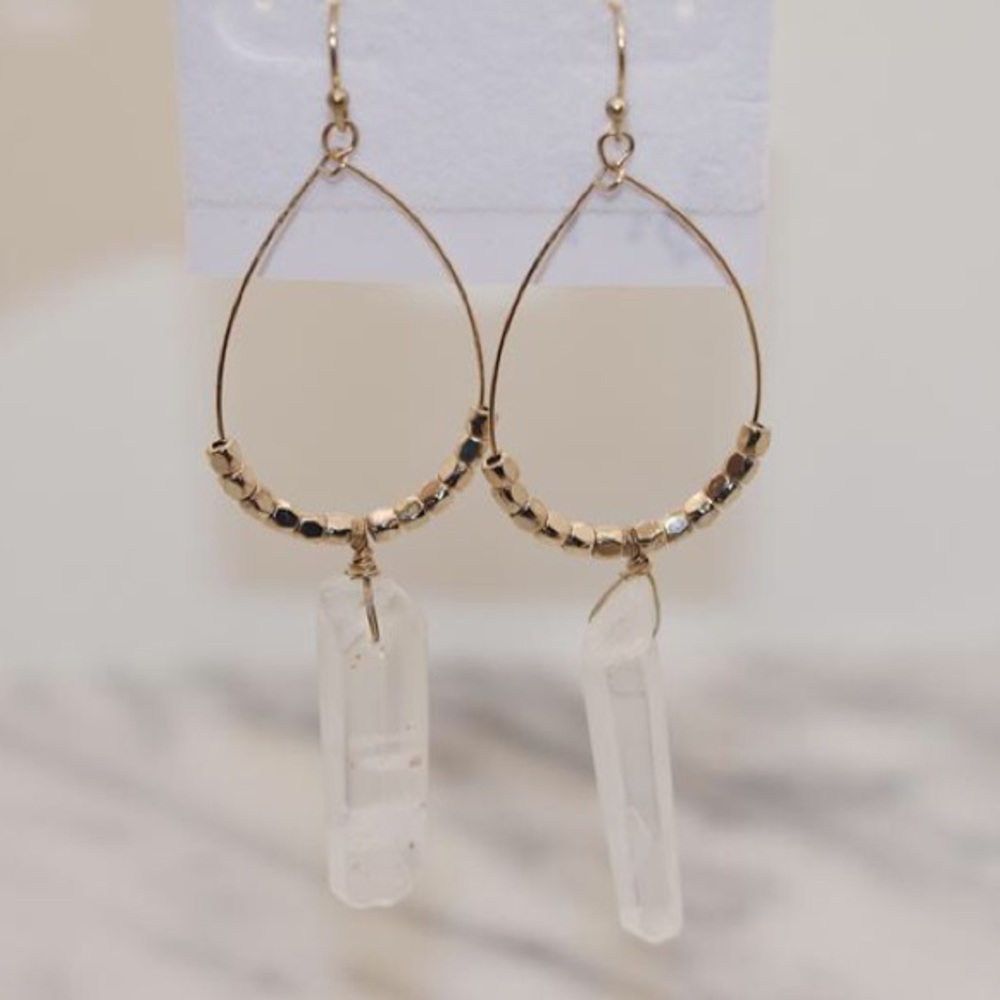 Gold natural stone earrings